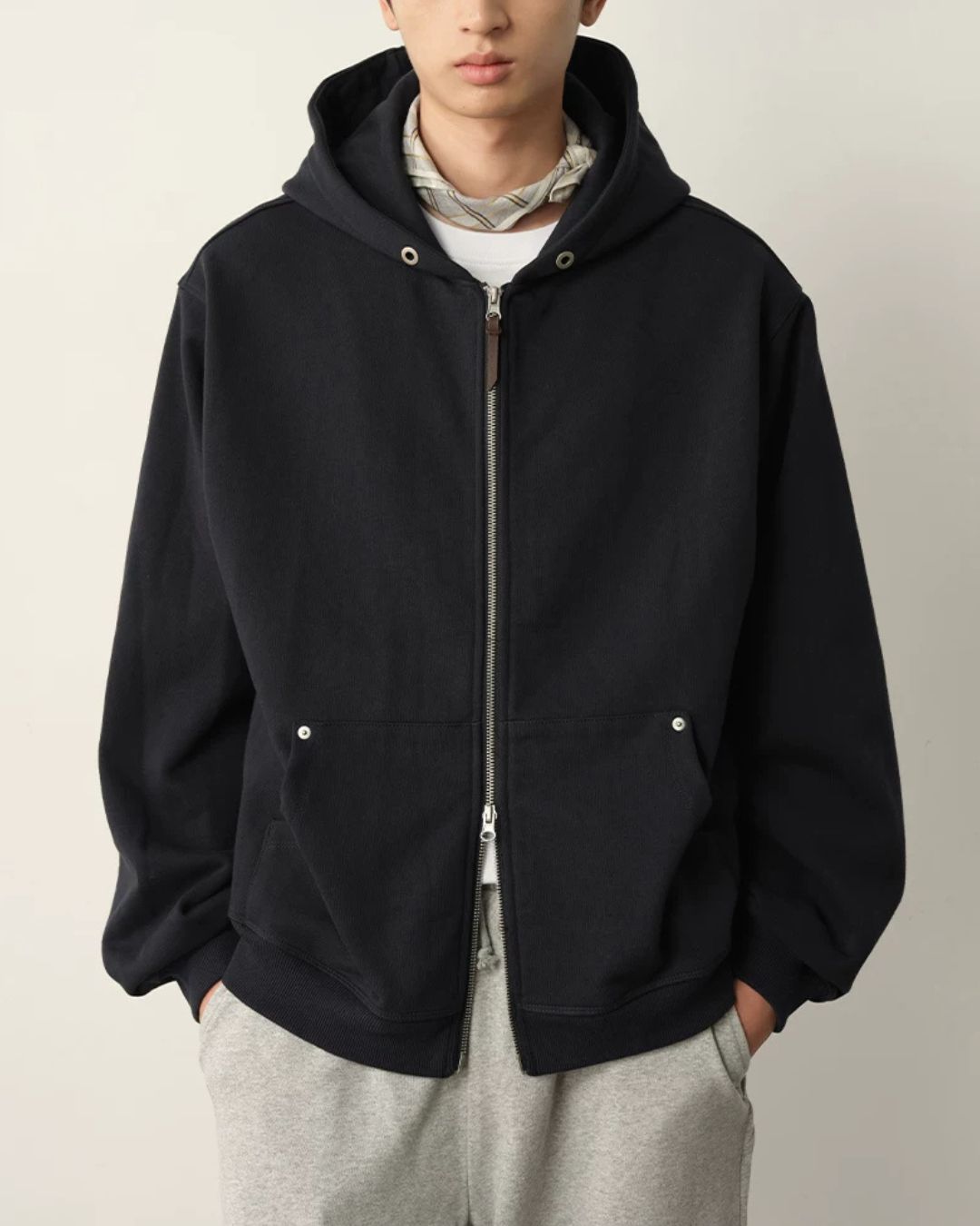 Double Zip Heavy Hoodie　HD087