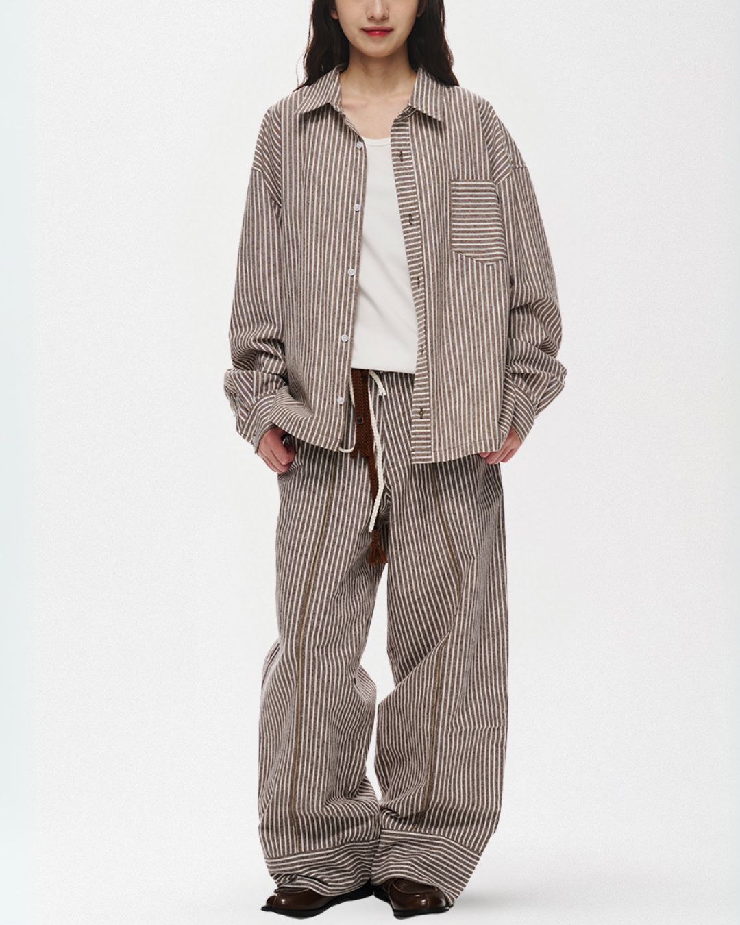 Cotton Striped Wide Pants　WP082