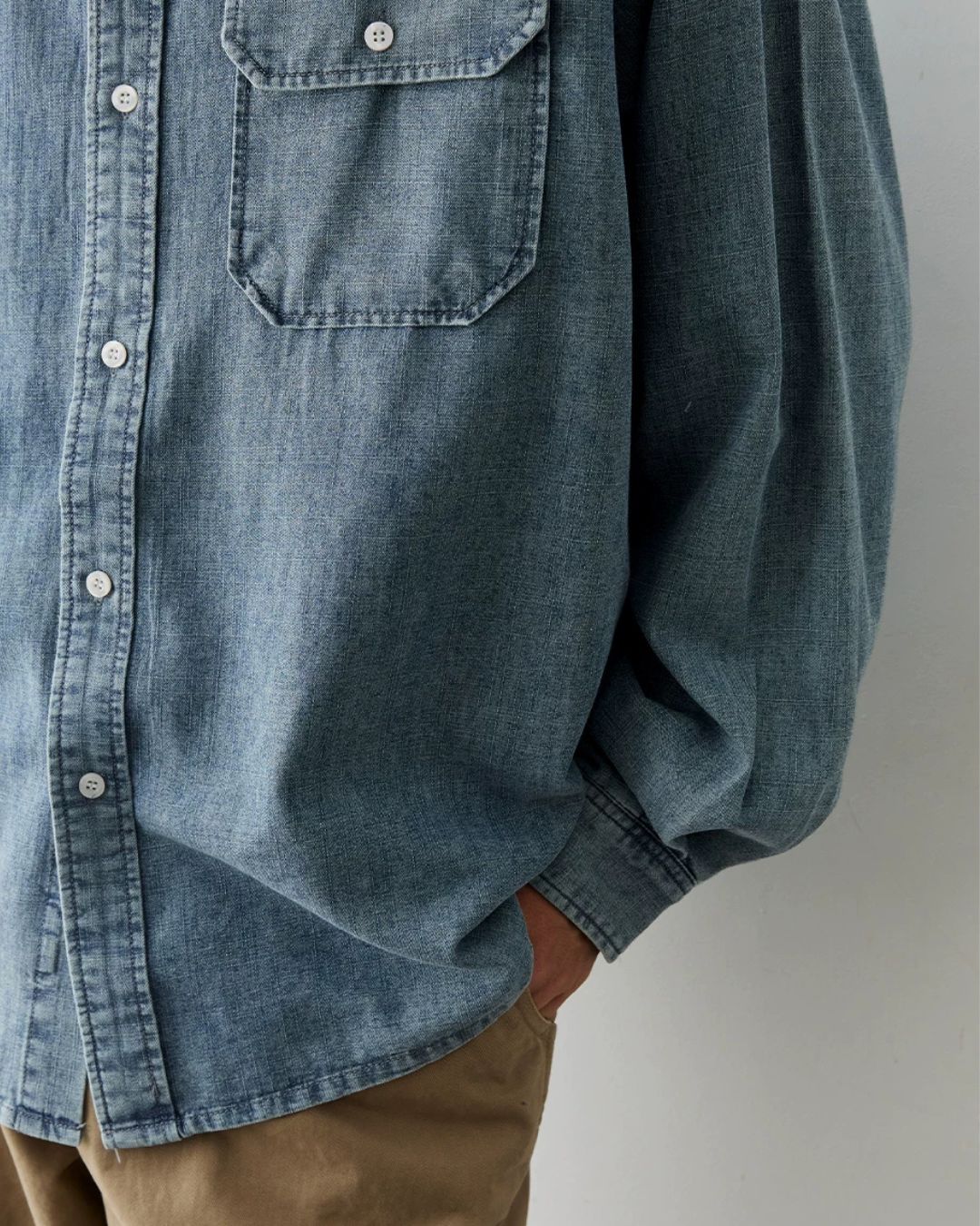 Washed Denim Utility Pocket Shirt　LS109