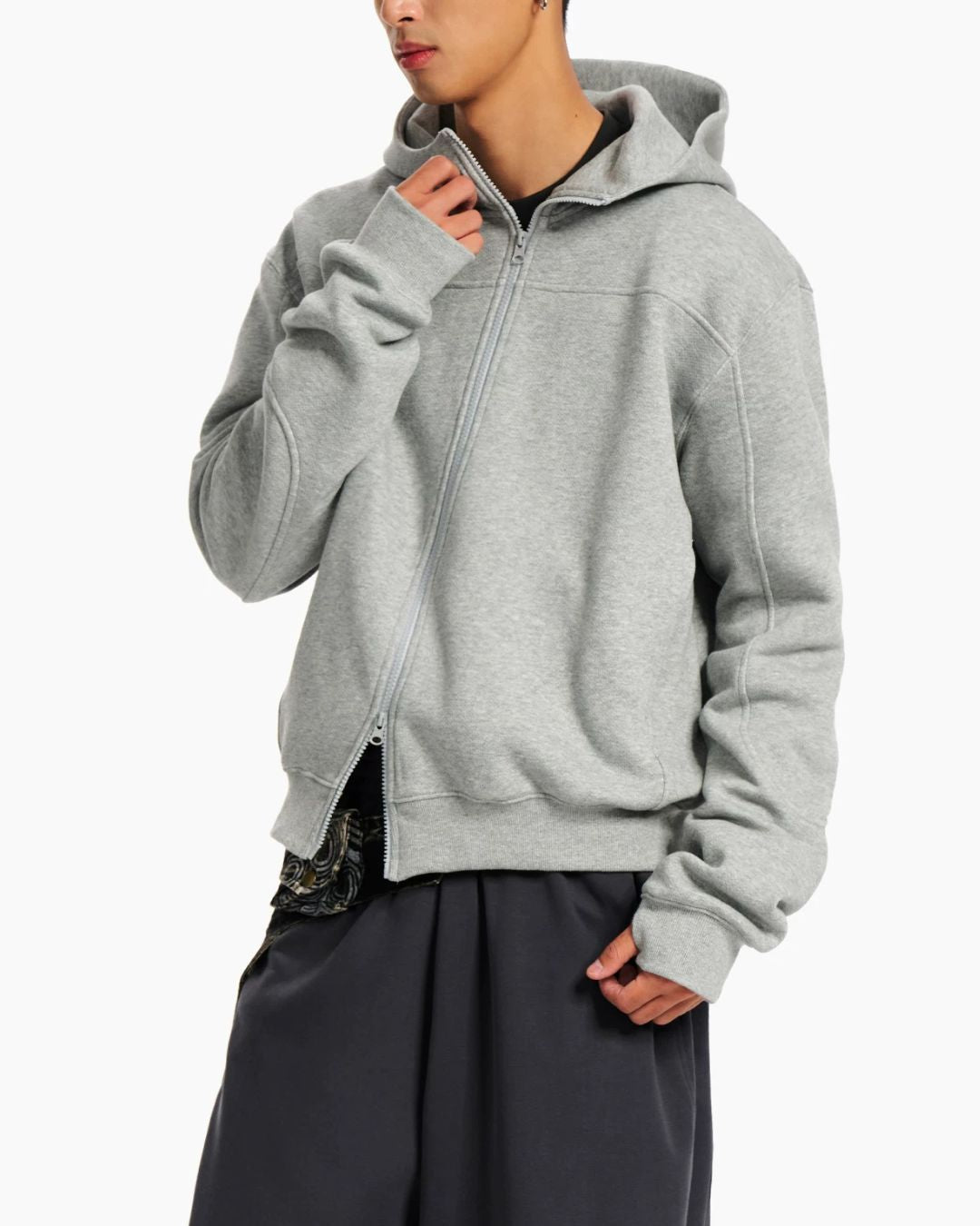 Diagonal Zip Hoodie　HD088
