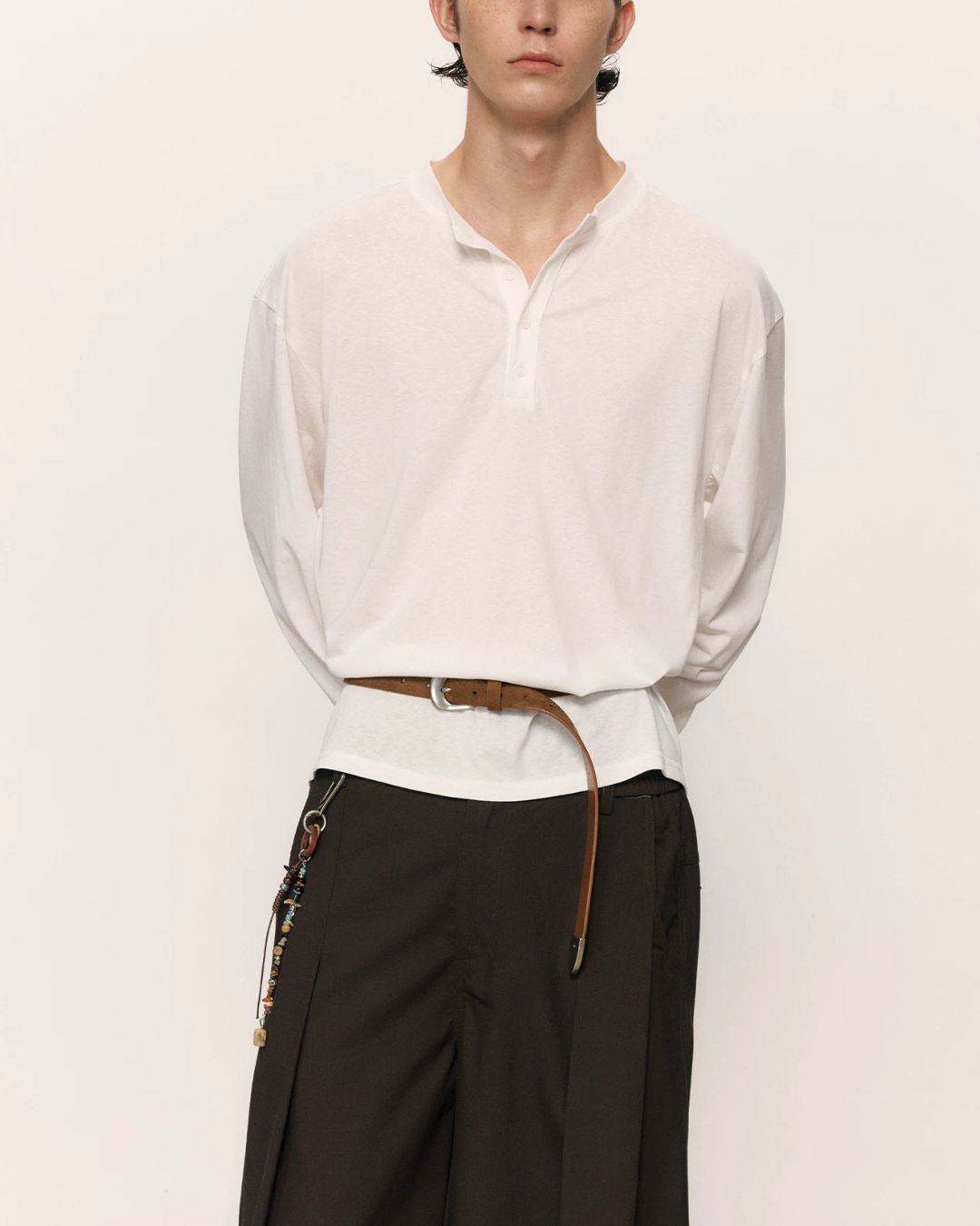Relaxed Slub Henley T-Shirt　LT089