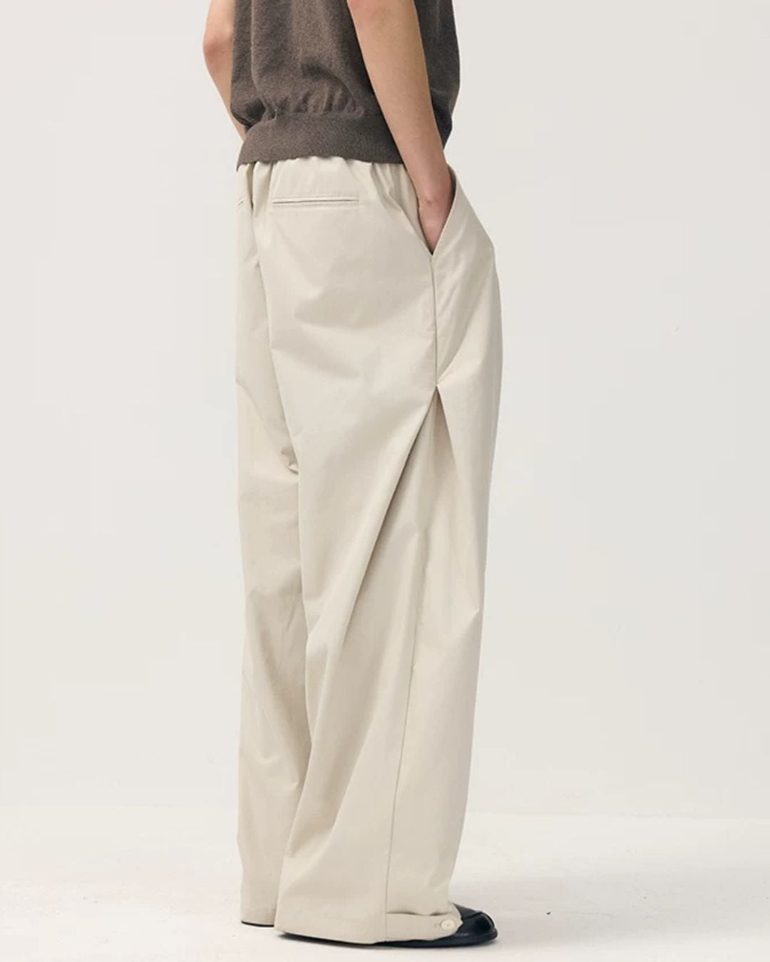 Hem Button Side Pleated Pants　WP104
