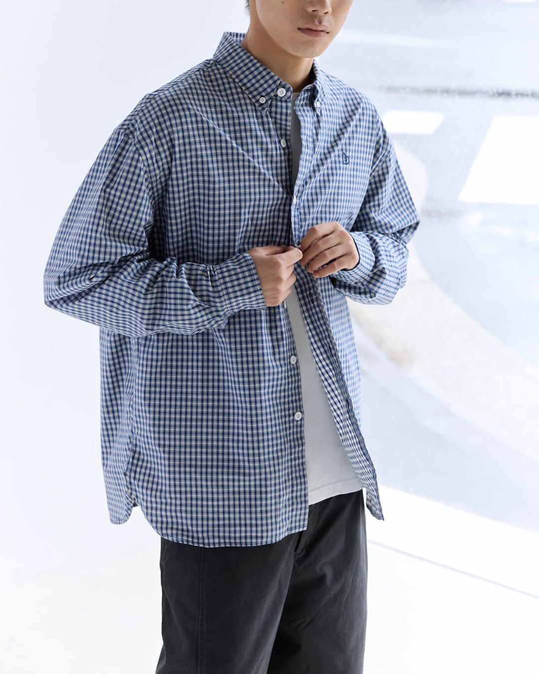 Cotton One-point Check Shirt　LS103
