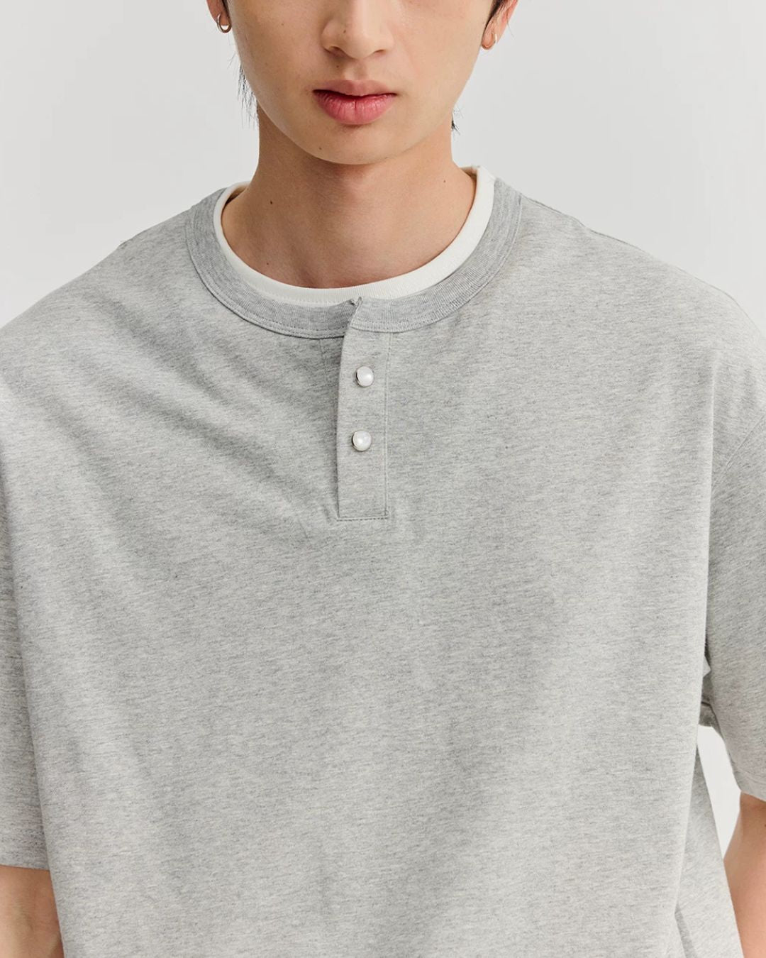 Relaxed Dry Henley Neck T-Shirt　ST222