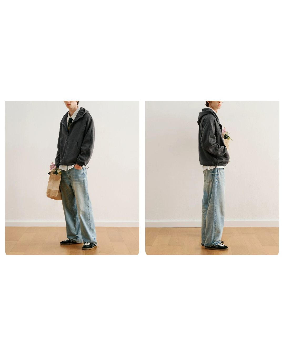 Heathered Zip Hoodie　HD085