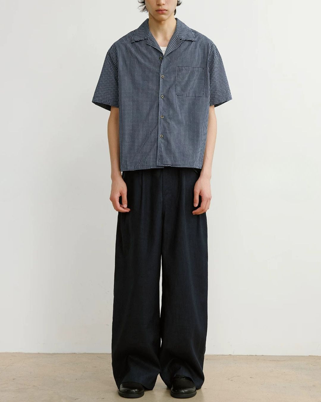 Gingham Check Open-Collar Shirt　SS090