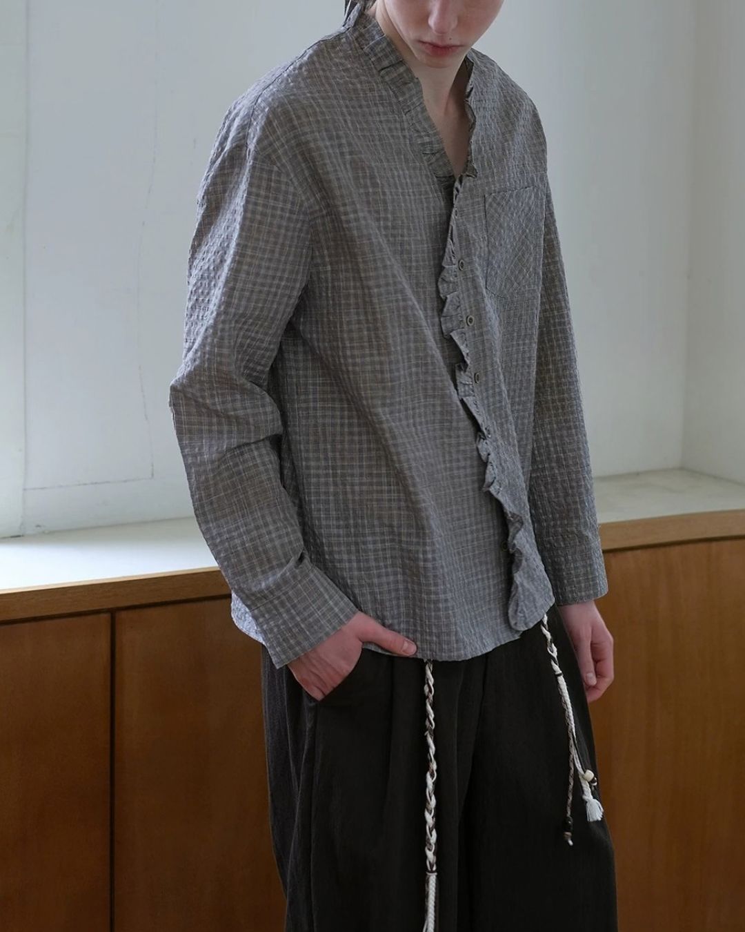 Ruffle Check Shirt　LS114