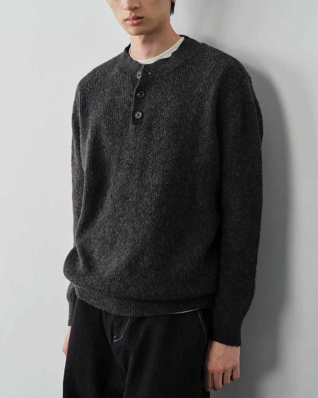 Wool Blend Henley Knit　KN056