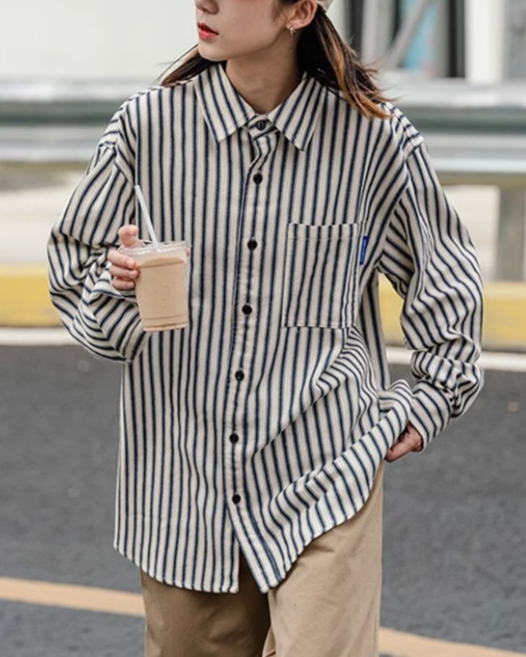 【一週間以内に発送】Stripe Loose shirt　LS001