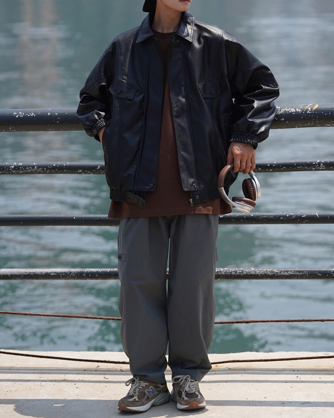 Oversize PU Leather Jacket　JK057