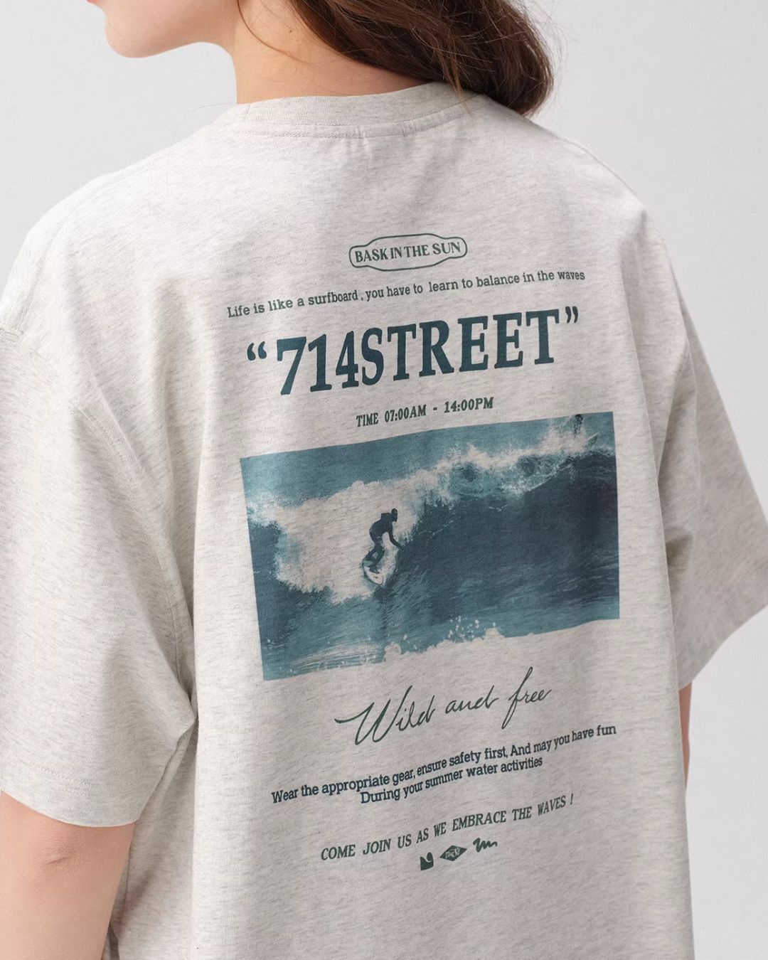 Surfing Back Print T-shirt　ST172