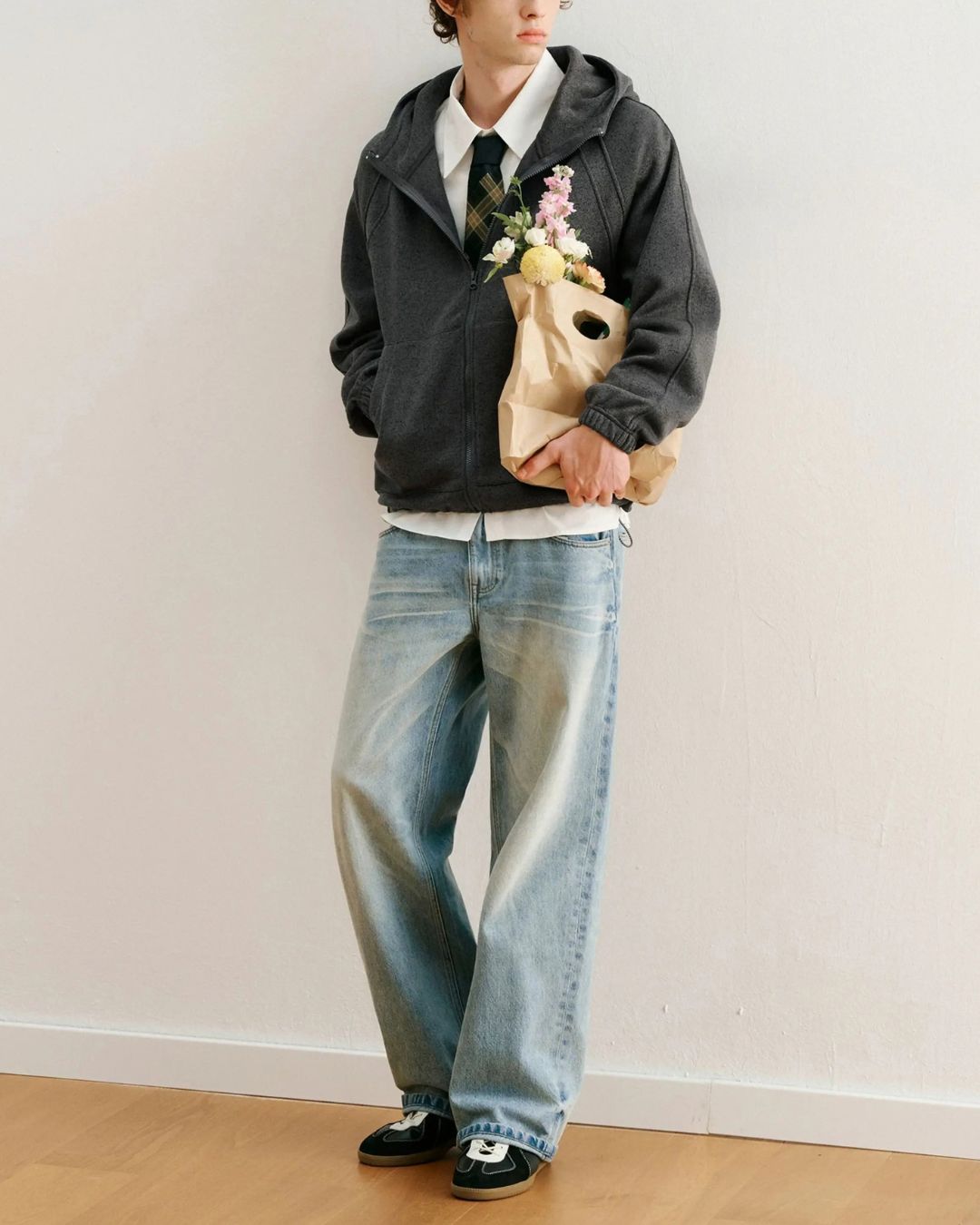 Heathered Zip Hoodie　HD085