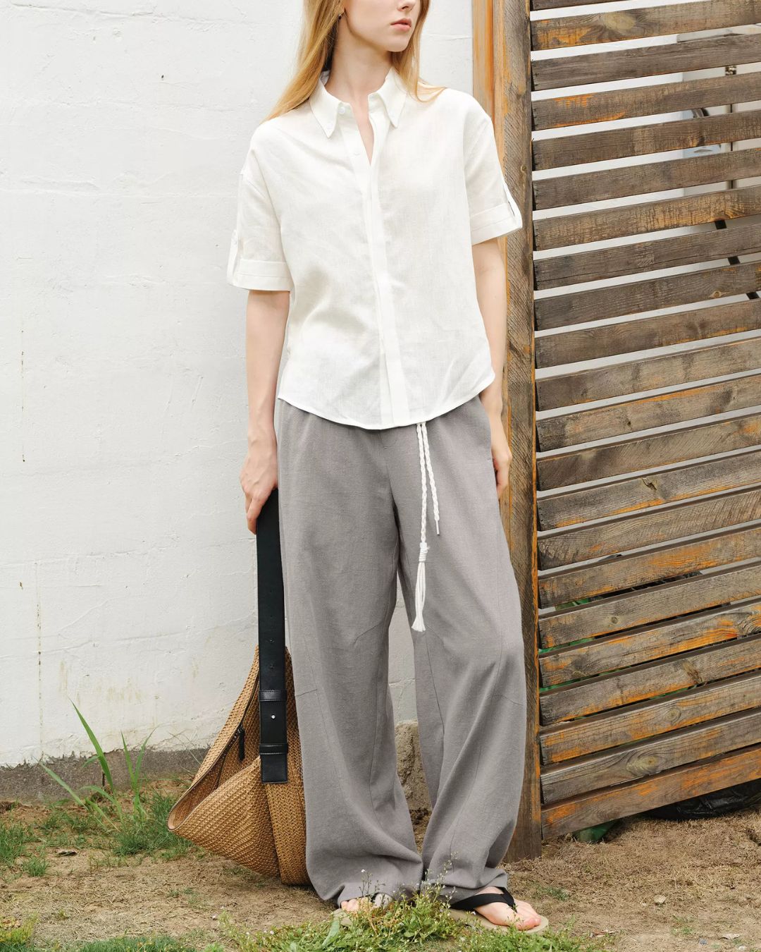 Roll-Tab Linen Shirt 　SS093