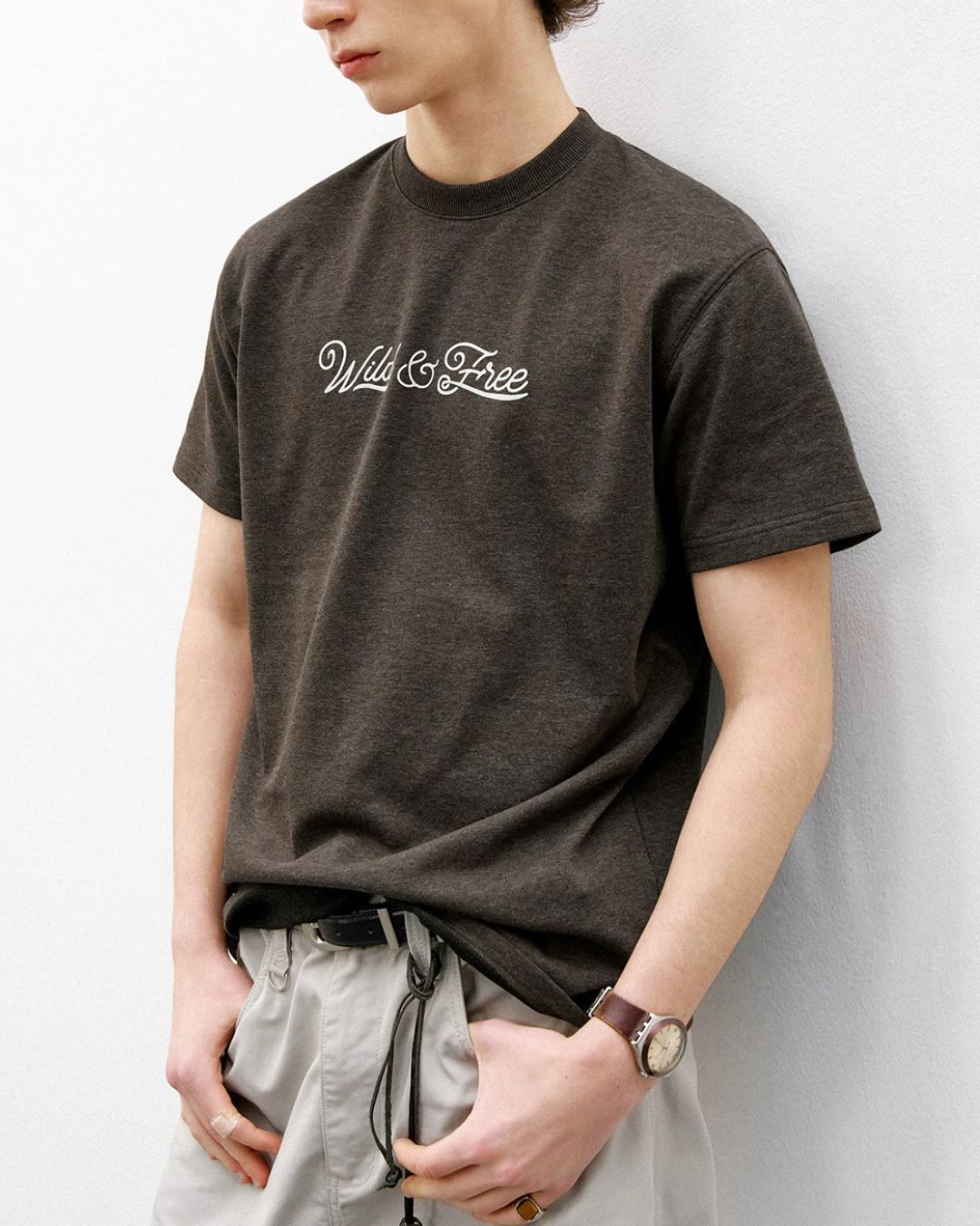 Textured Logo Crew Neck T-Shirt　ST188