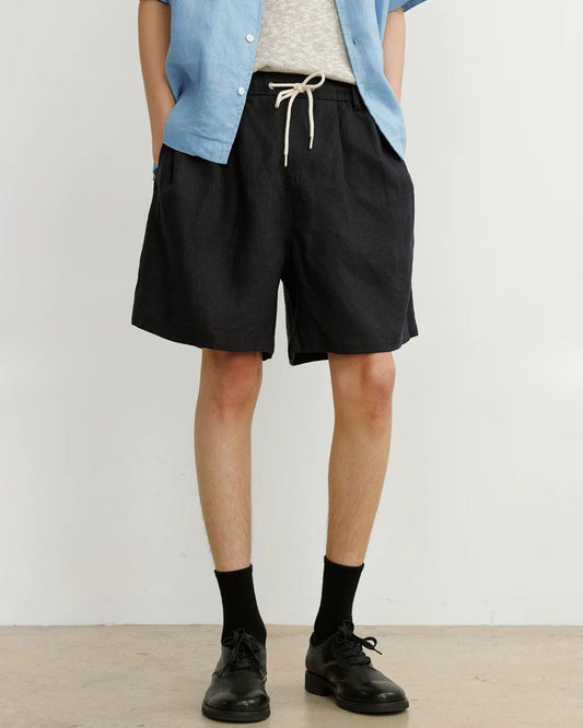 Natural Linen Drawstring Shorts　SP074