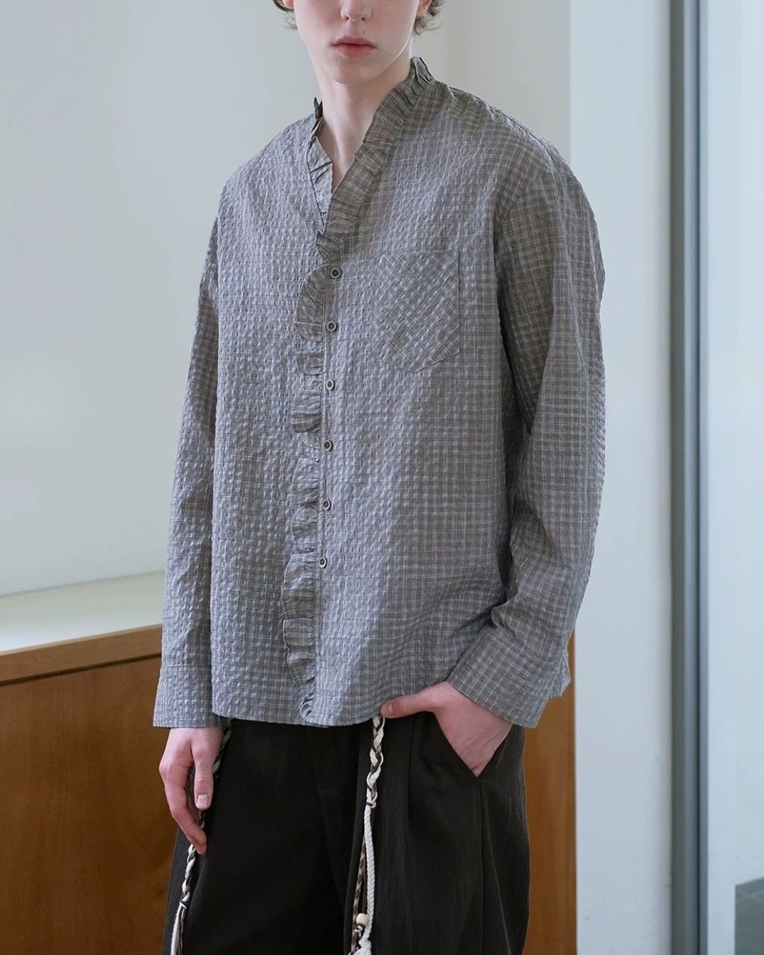 Ruffle Check Shirt　LS114