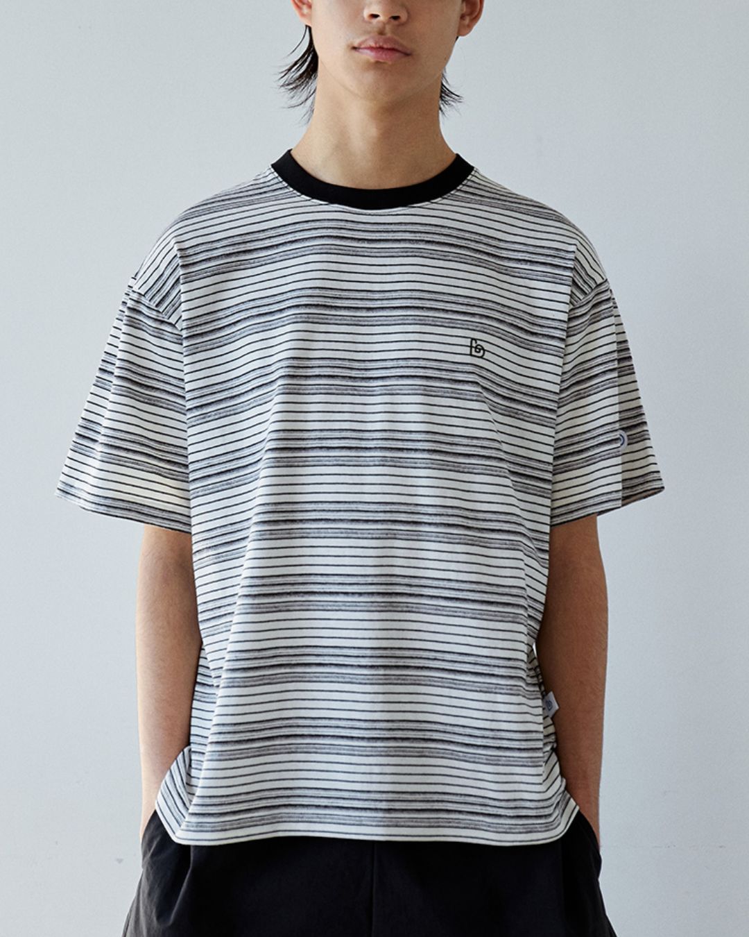 Casual Mono-Tone Border T-shirt　ST150