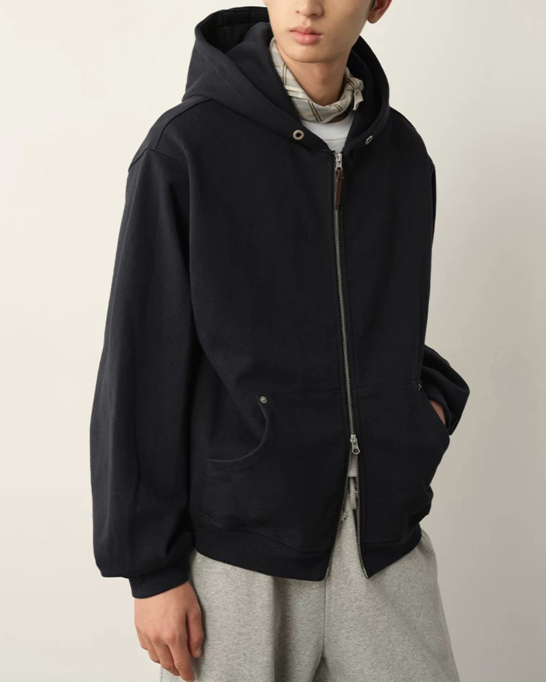 Double Zip Heavy Hoodie　HD087