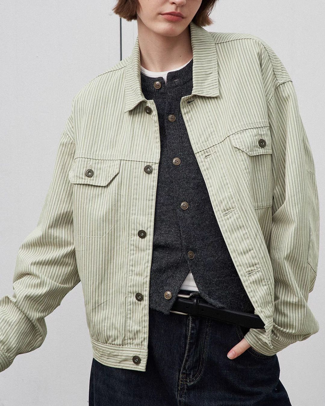 Green Striped Work Jacket　JK220