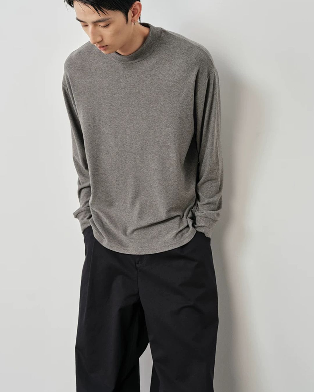 Mock Neck Long Sleeve T-Shirt　LT096