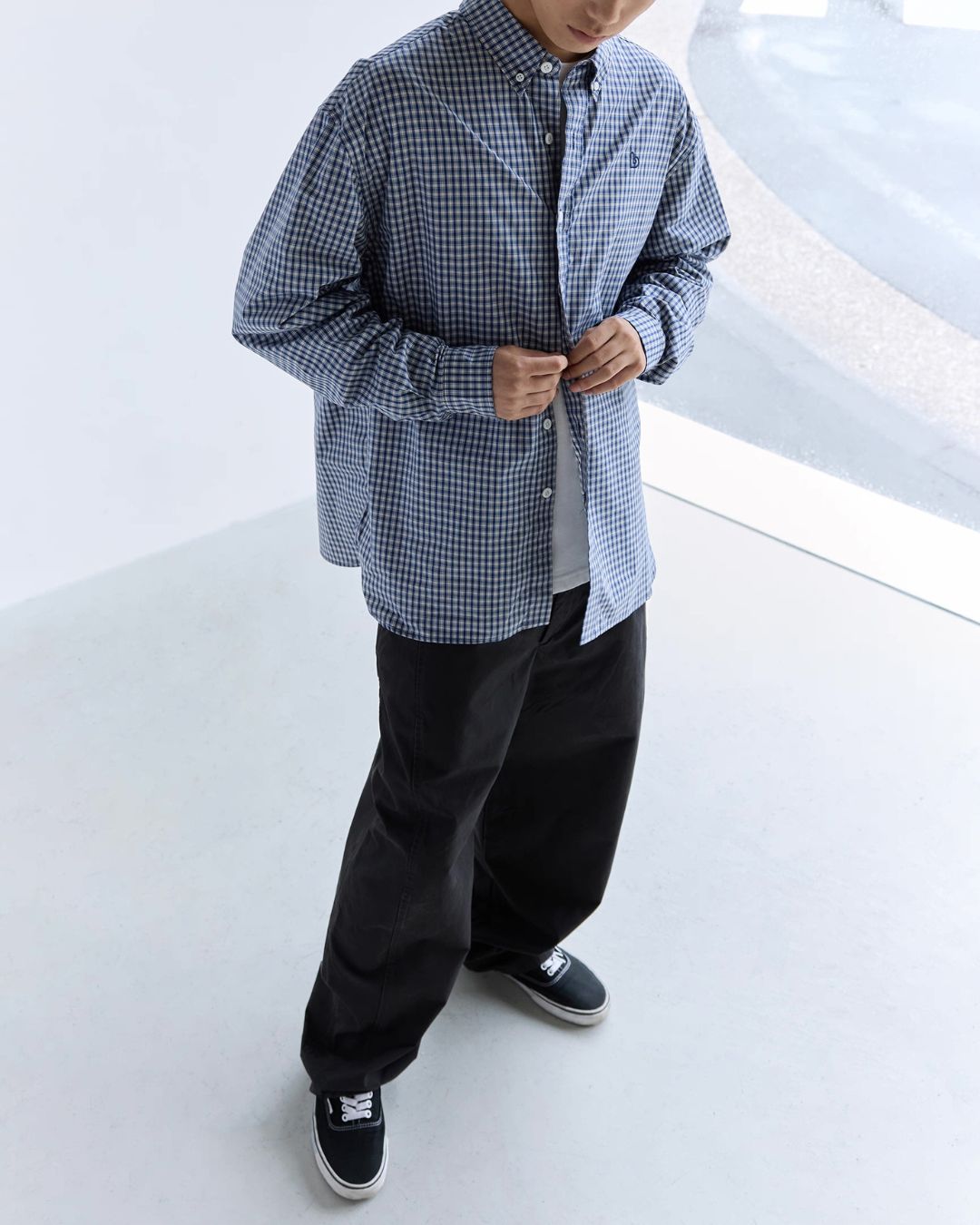 Cotton One-point Check Shirt　LS103