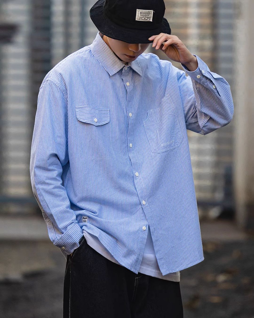 Cotton Pinstripe Shirt　LS039