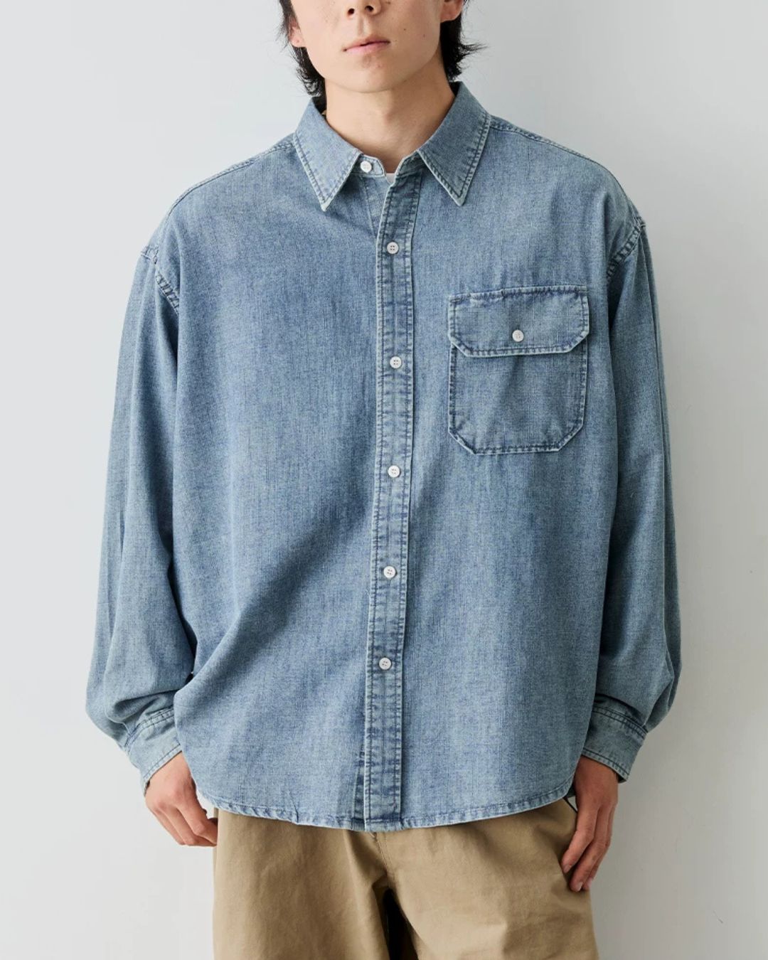 Washed Denim Utility Pocket Shirt　LS109