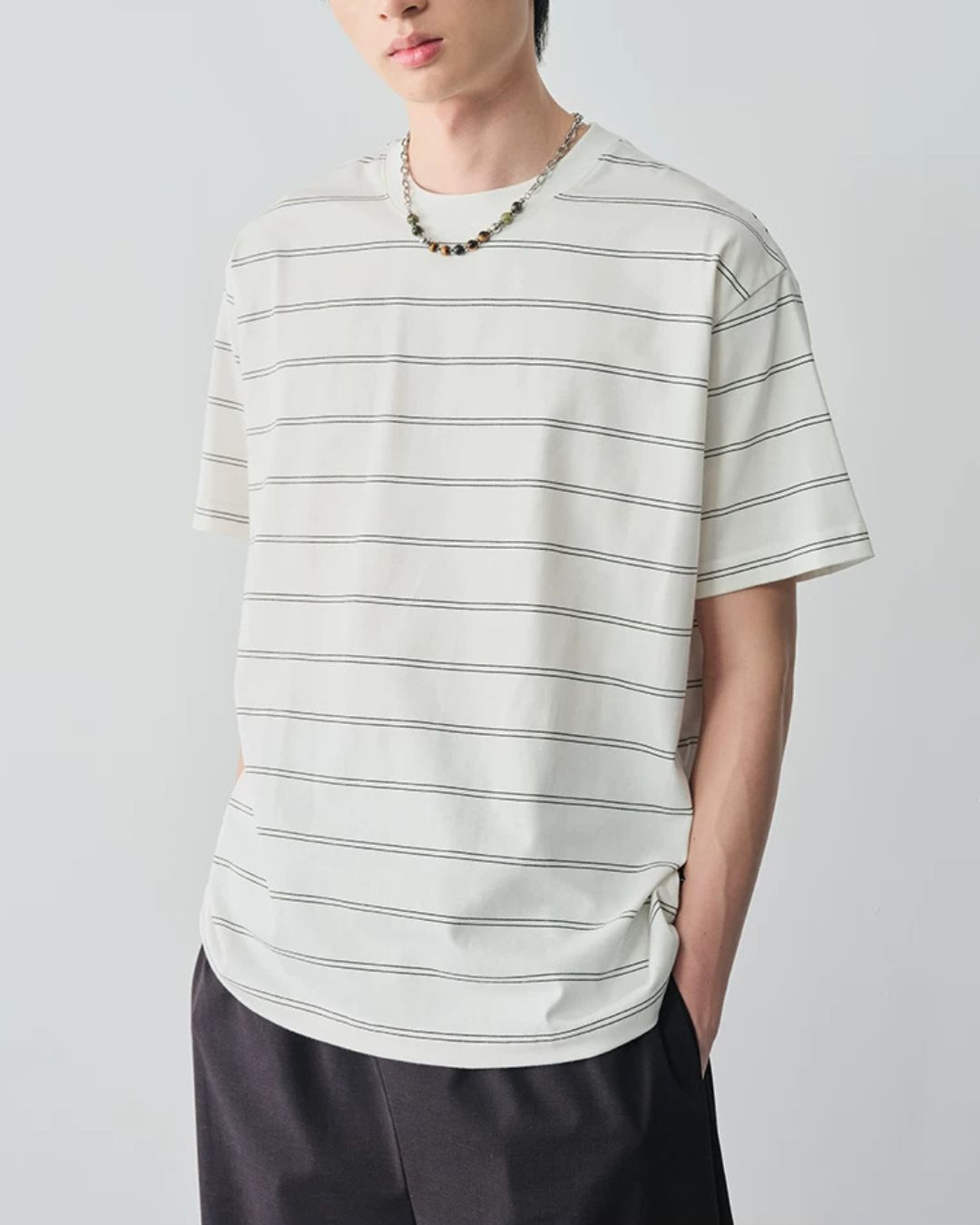 Double-border Crew Neck T-shirt　ST194