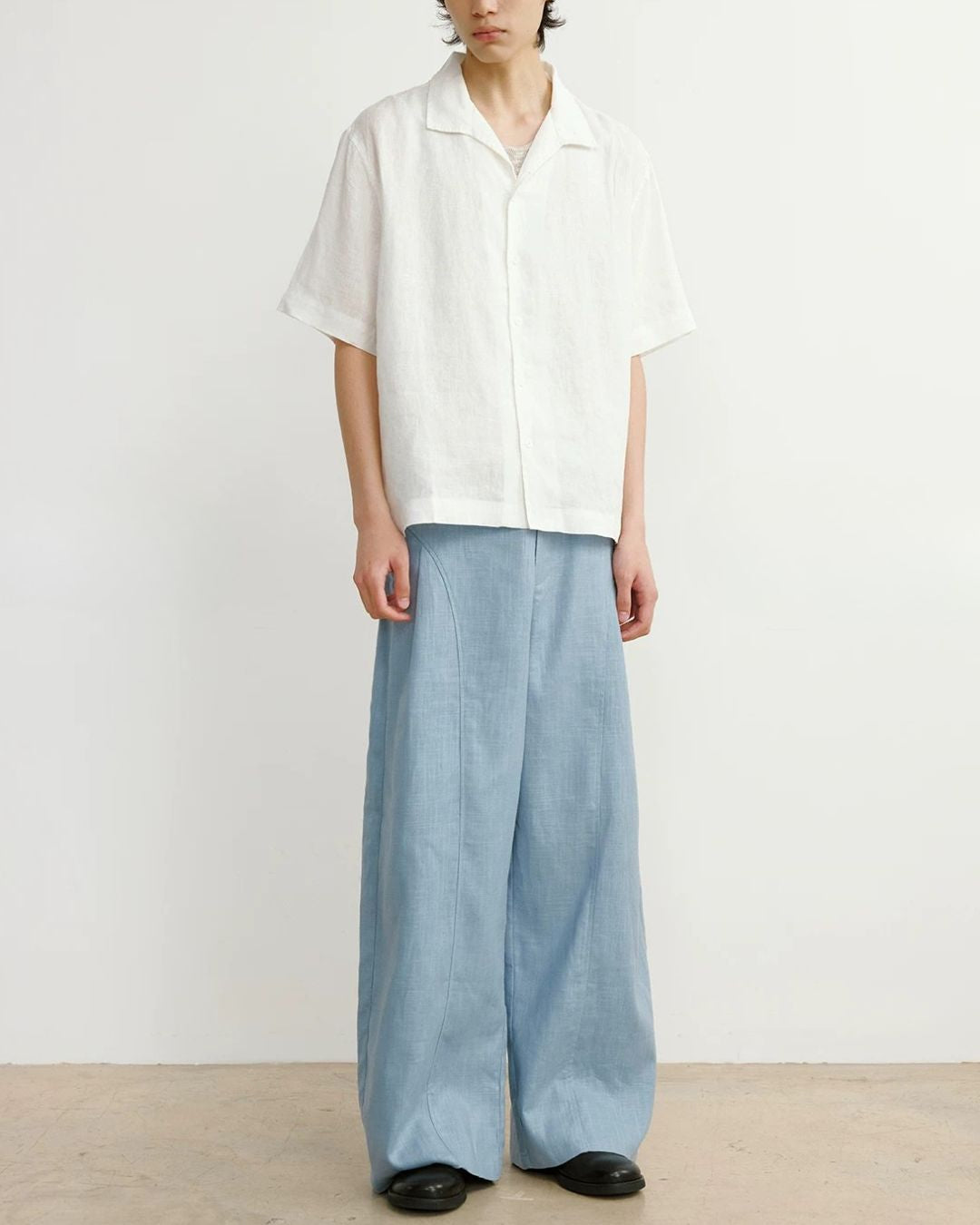 Natural Linen Open-collar Shirt　SS089