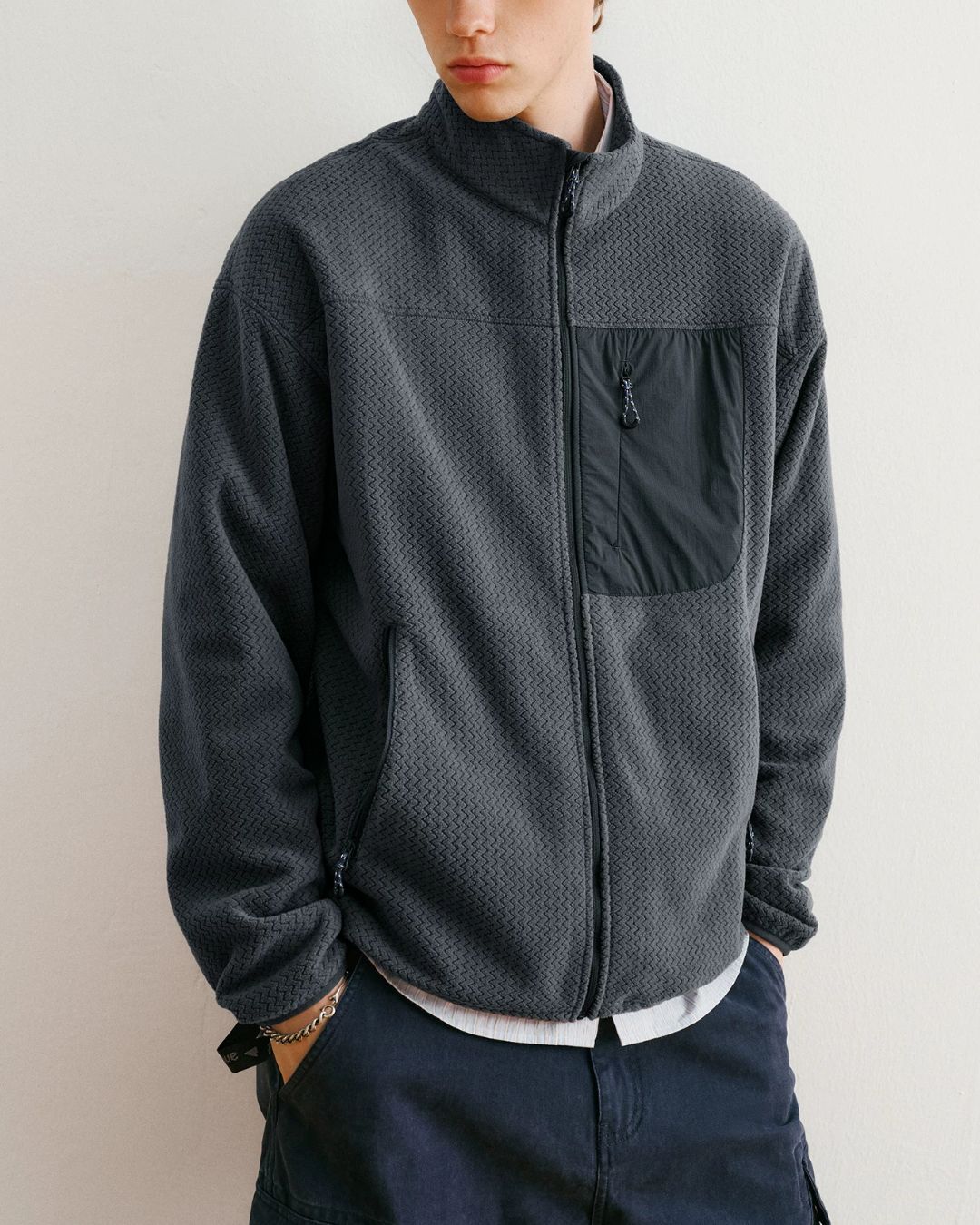 Wave Textured Fleece Jacket　JK266