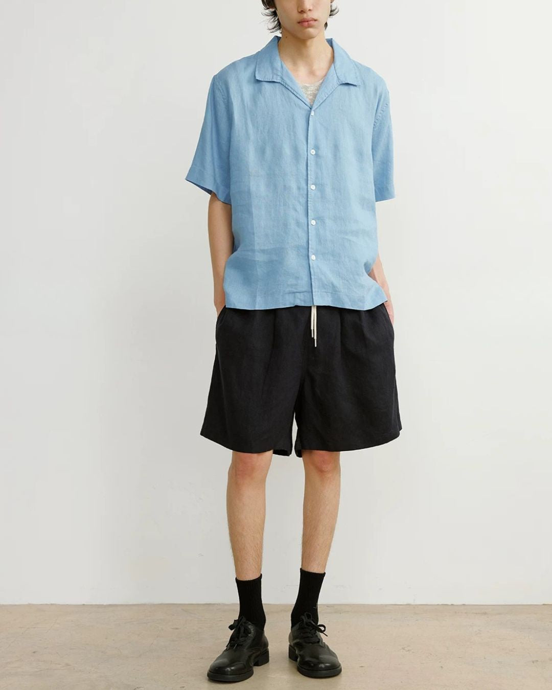 Natural Linen Drawstring Shorts　SP074