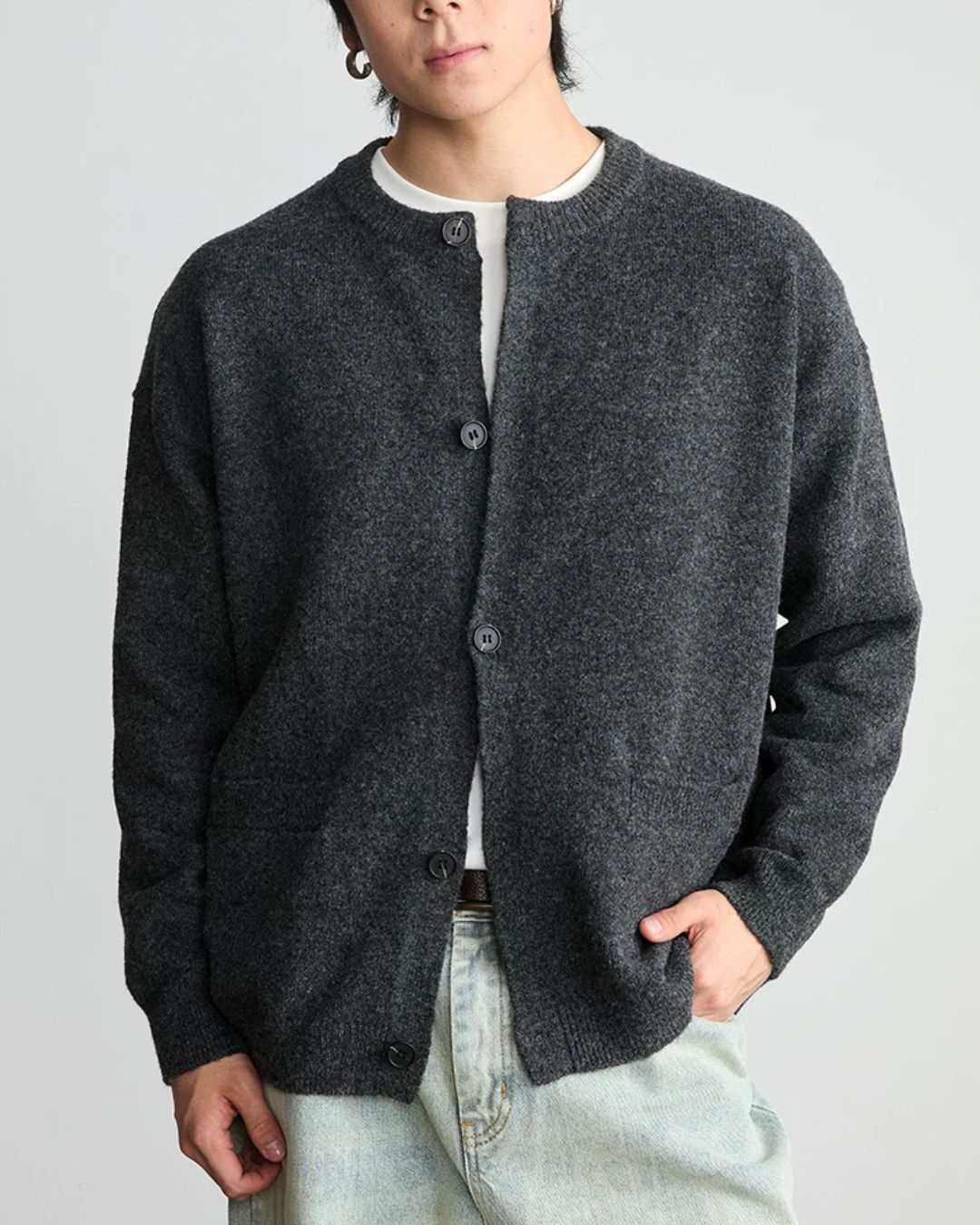 Brushed Crewneck Cardigan　KN059