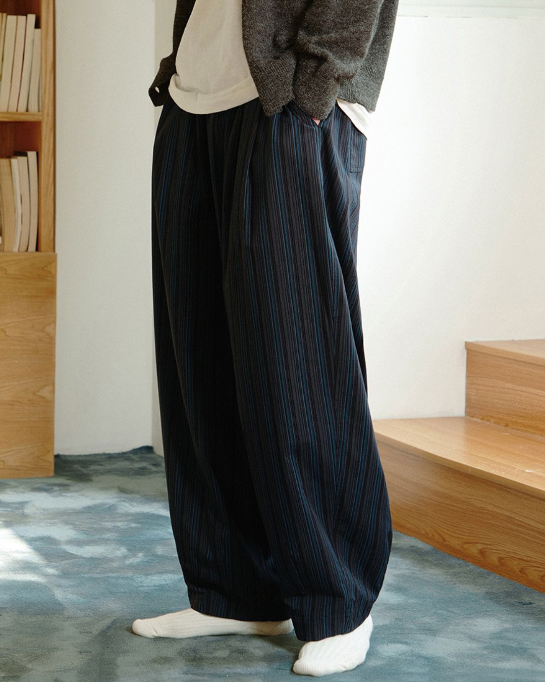 Striped Wide Relax Pants　WP076