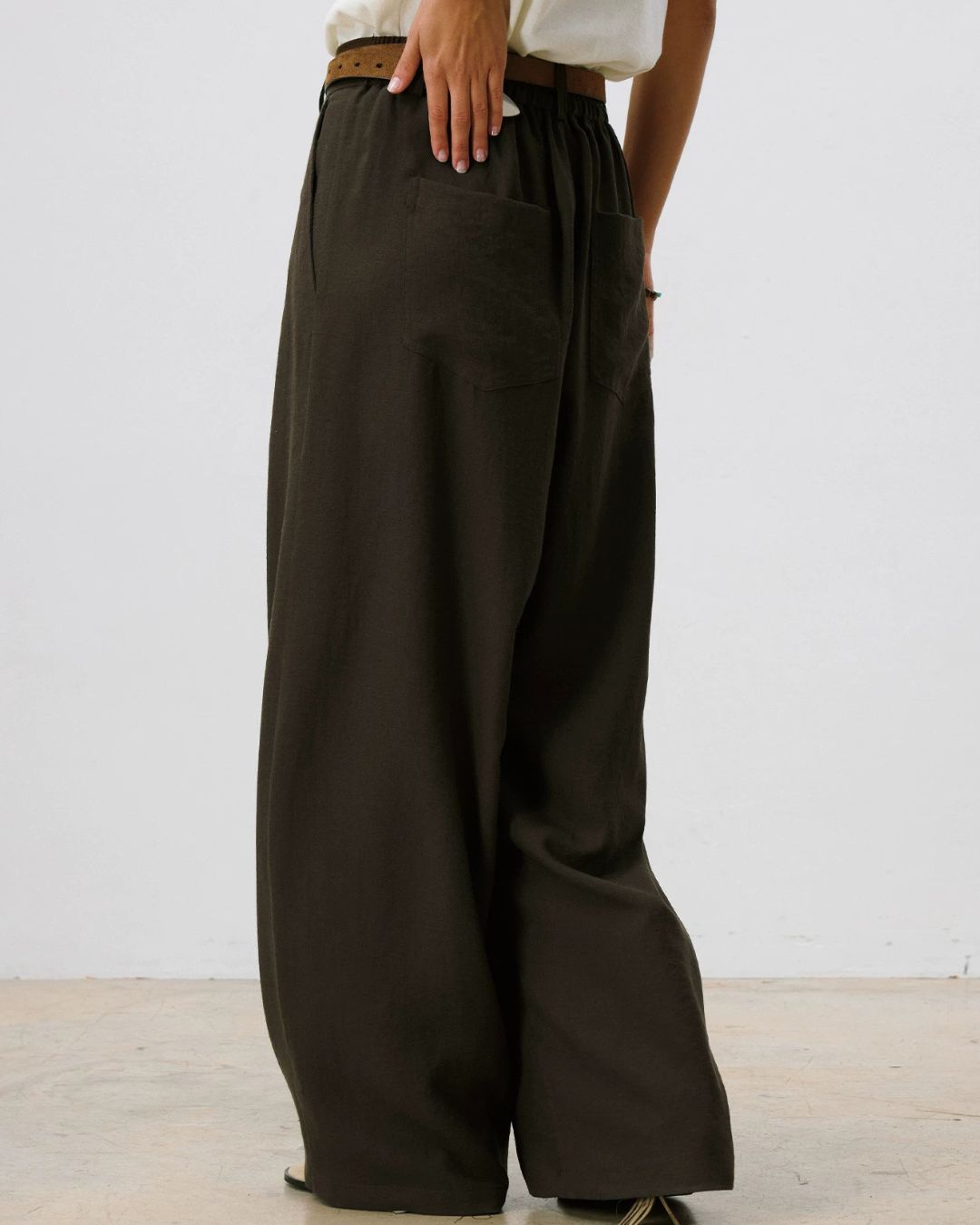 Linen Pleated Wide Pants　WP110