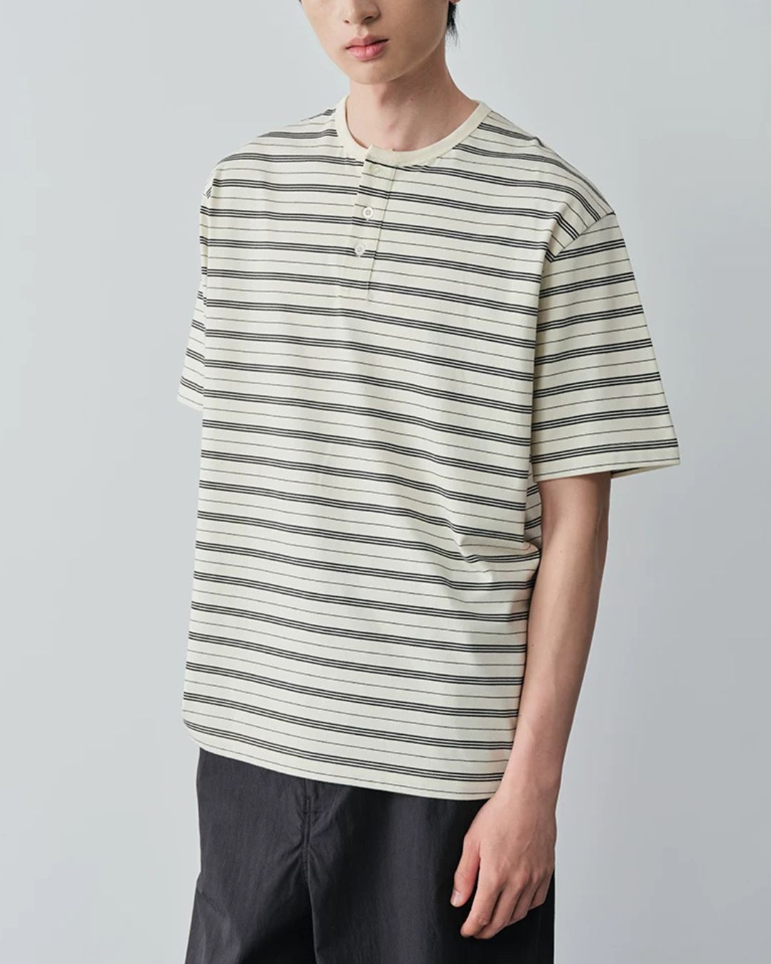 Border Henley T-Shirt　ST208