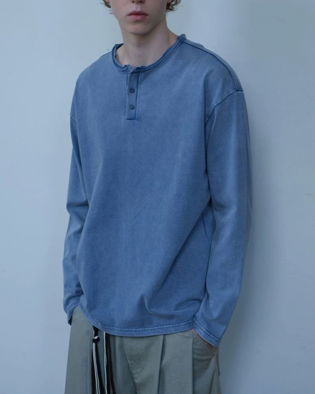 Washed Henley T-Shirt　LT093