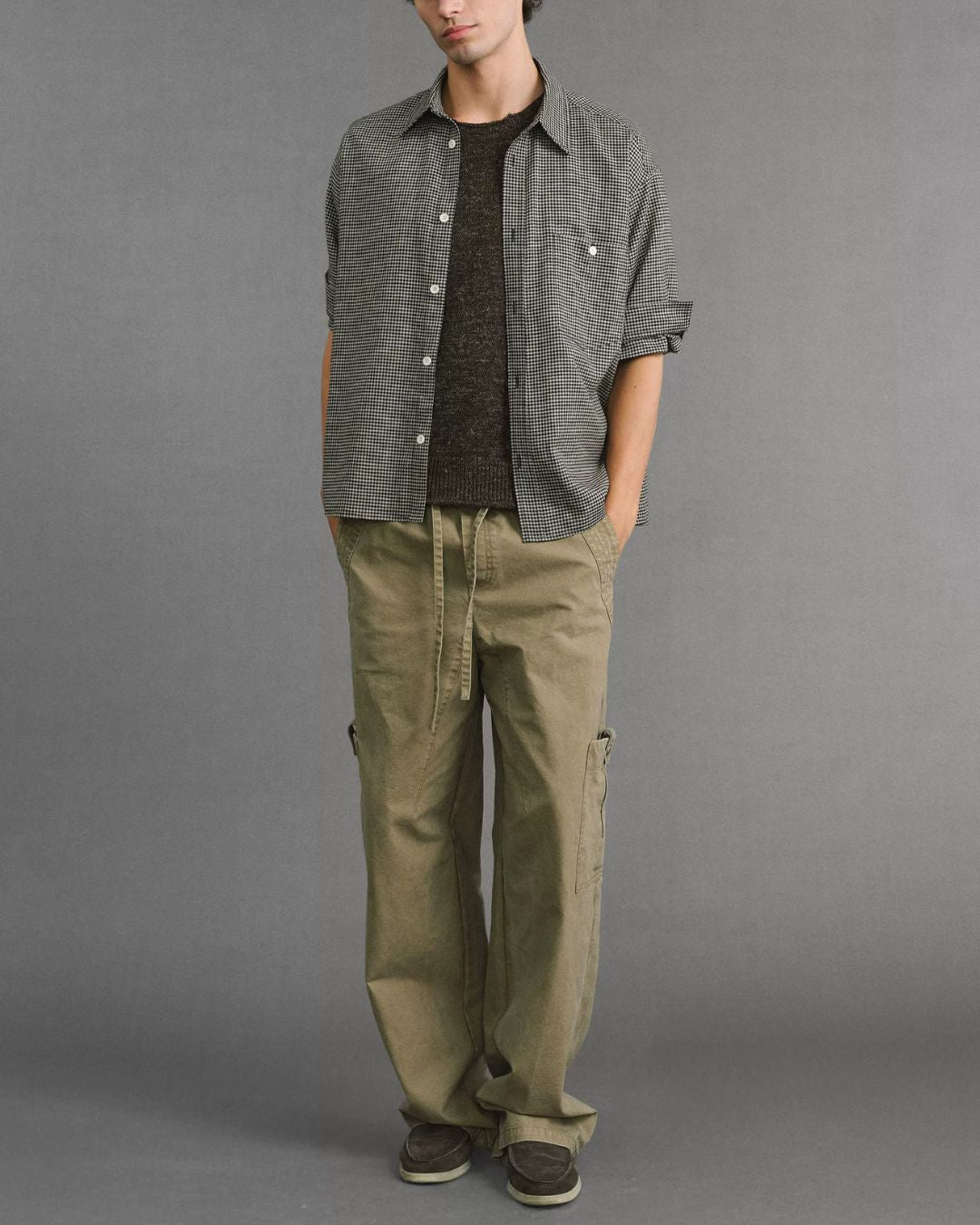 Roll-Cuff Houndstooth Shirt　SS092