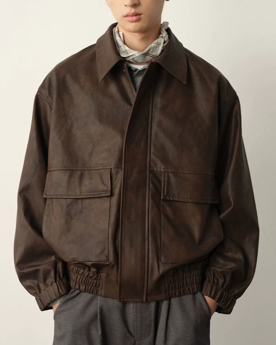 Retro PU Leather Jacket　JK260