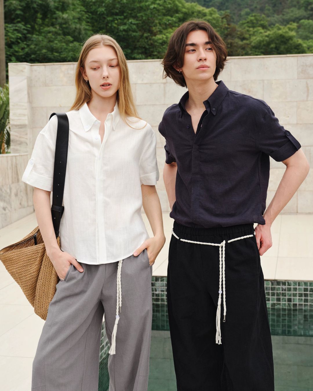 Roll-Tab Linen Shirt 　SS093
