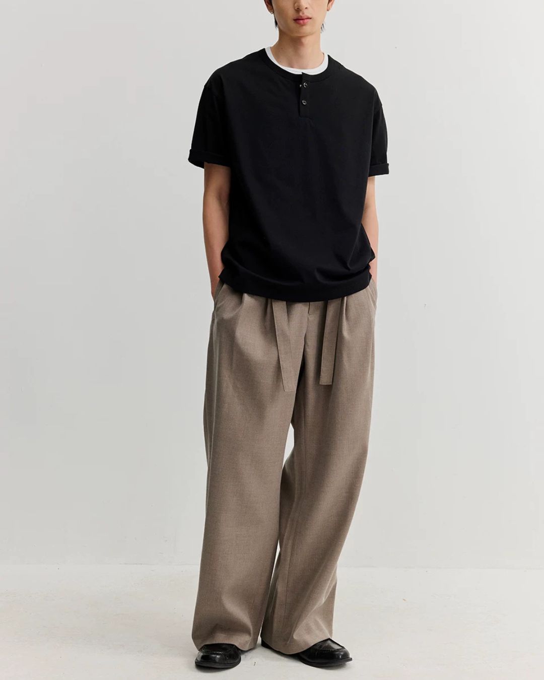 Relaxed Dry Henley Neck T-Shirt　ST222