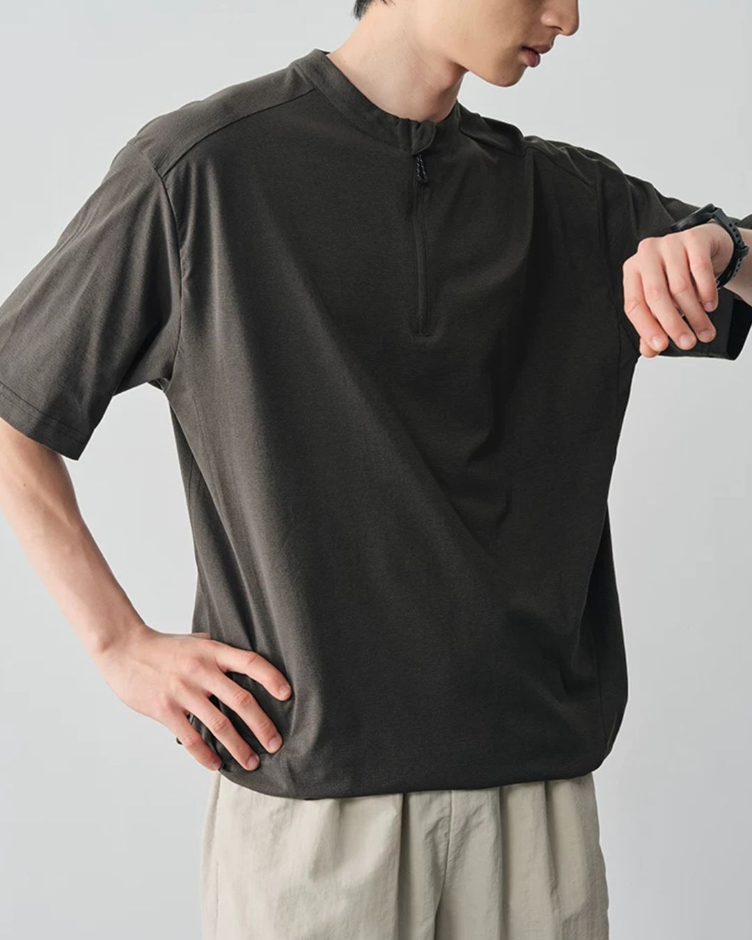 Half-zip Drawstring Pullover　ST202