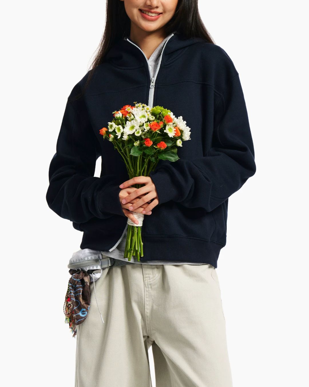 Diagonal Zip Hoodie　HD088