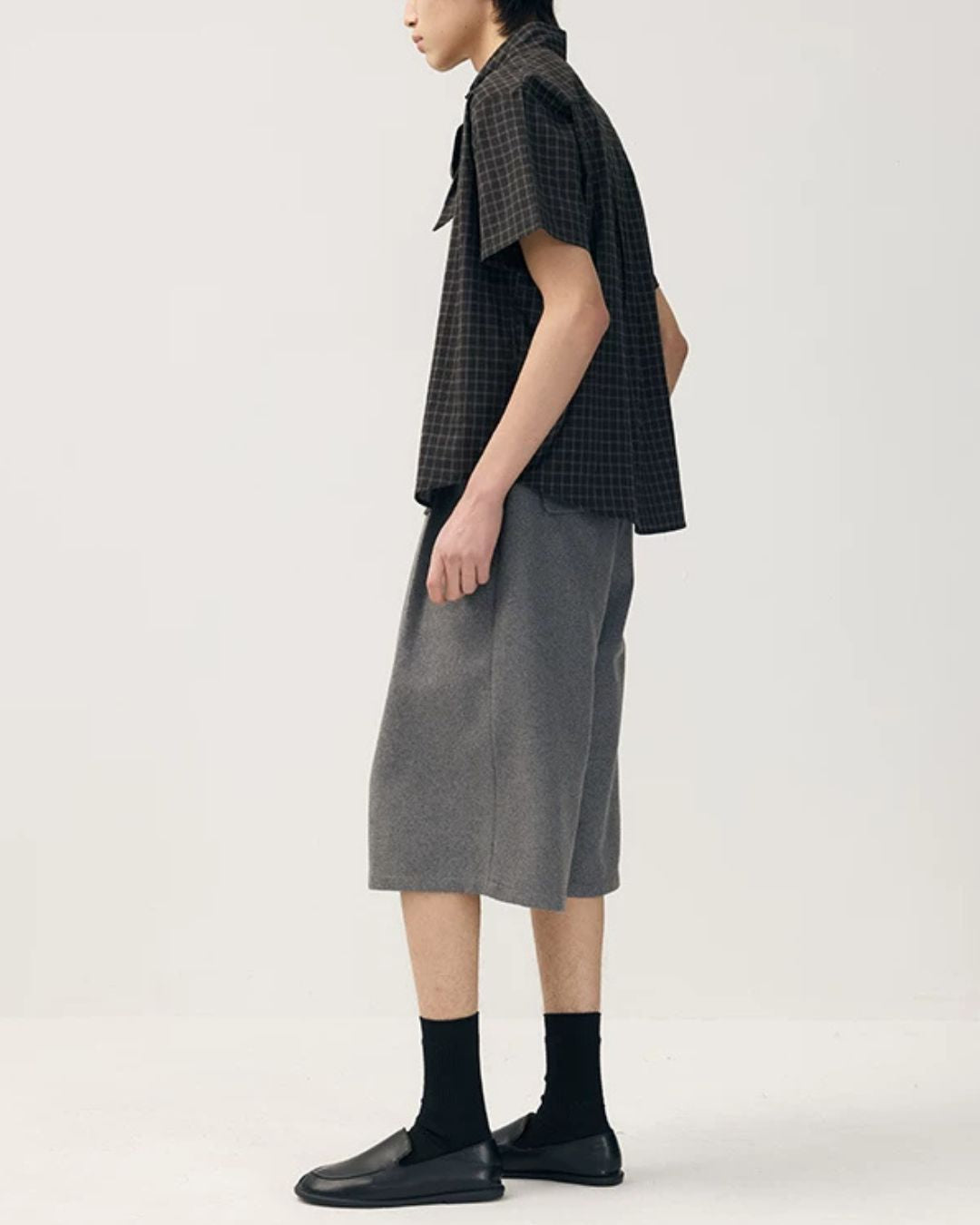 Tie-collar Retro Check Shirt　SS085