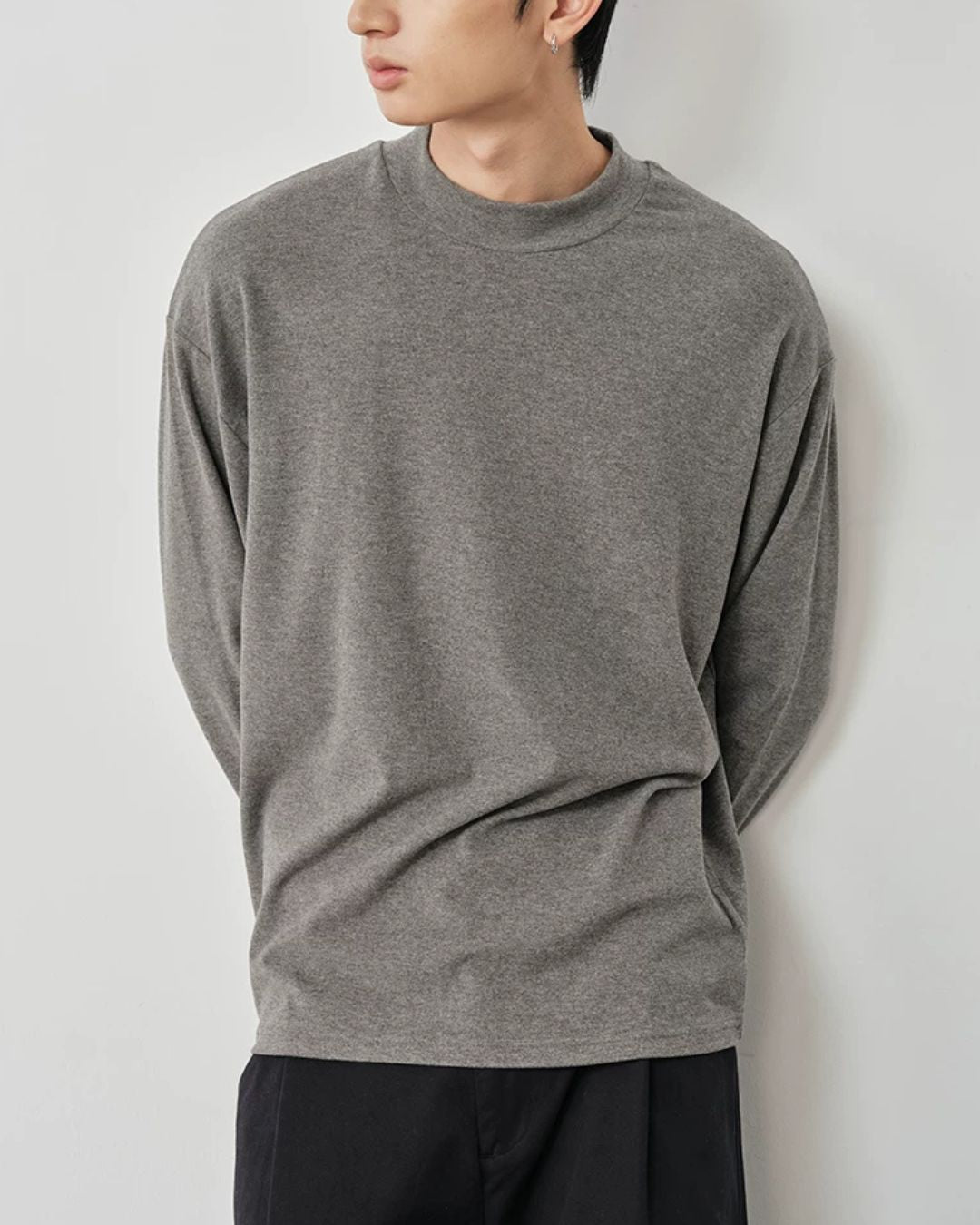 Mock Neck Long Sleeve T-Shirt　LT096