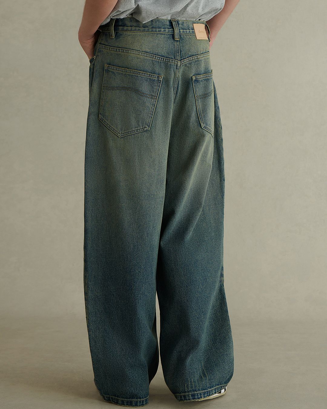 Washed Wide Denim Pants　DP047