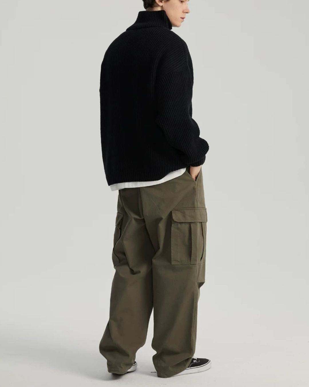 Wool Blend Ribbed Half Zip Knit　KN054
