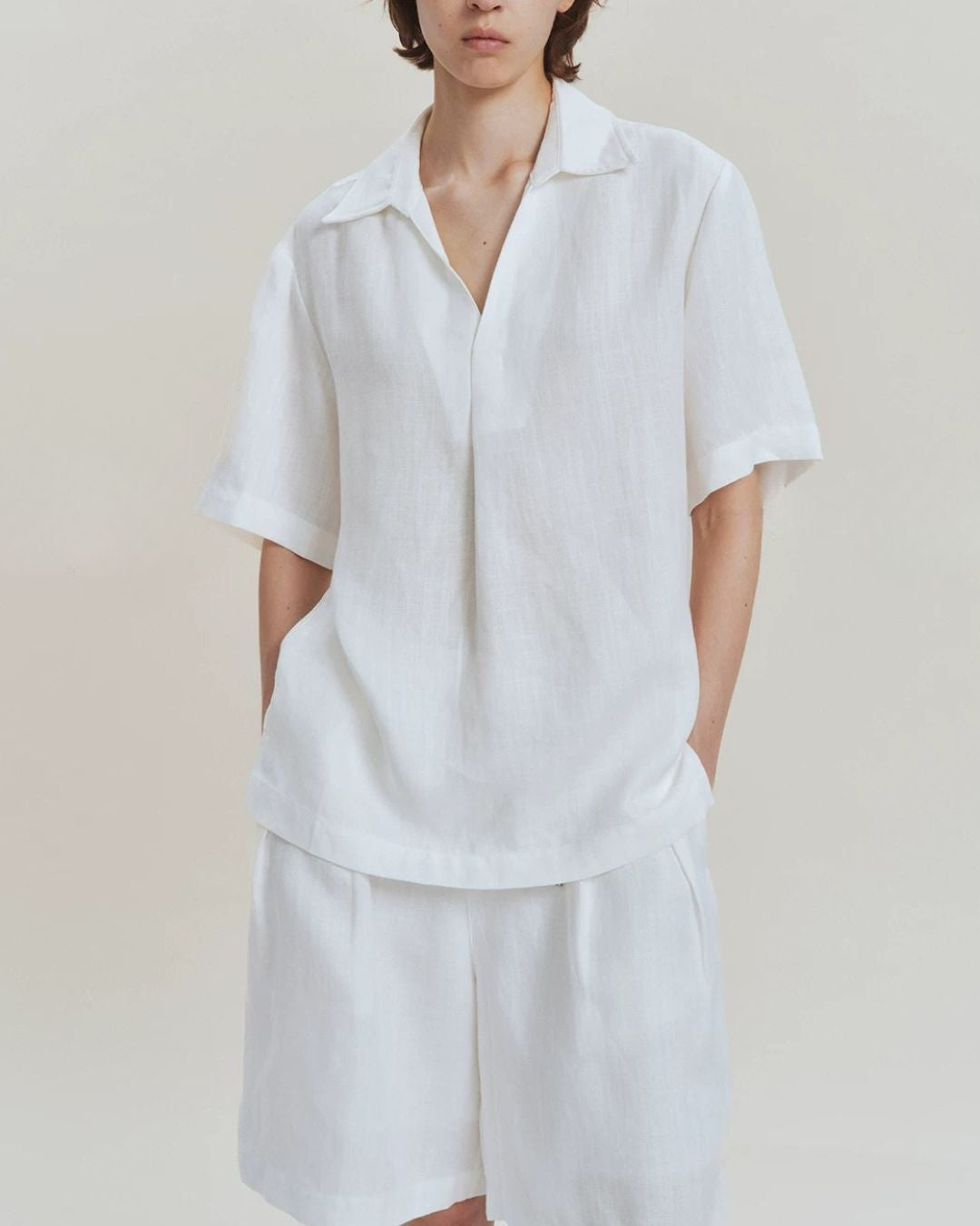 Linen Relaxed Skipper Shirt　SS095