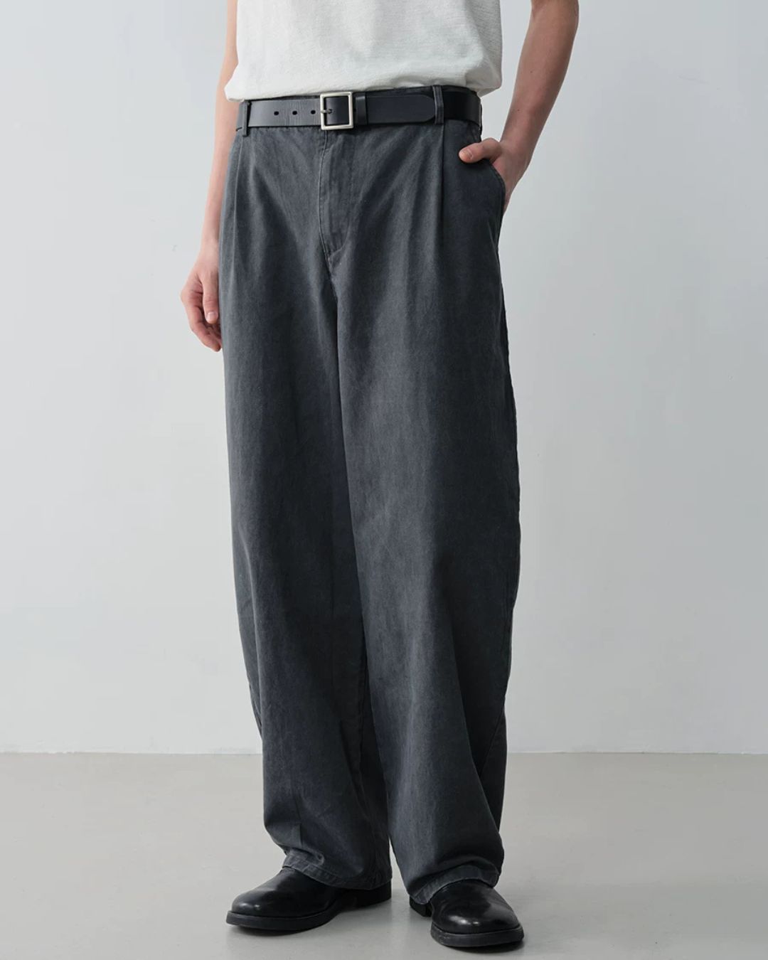 Pleated Cotton Wide Pants　WP102