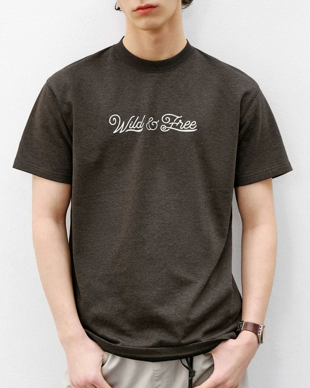 Textured Logo Crew Neck T-Shirt　ST188