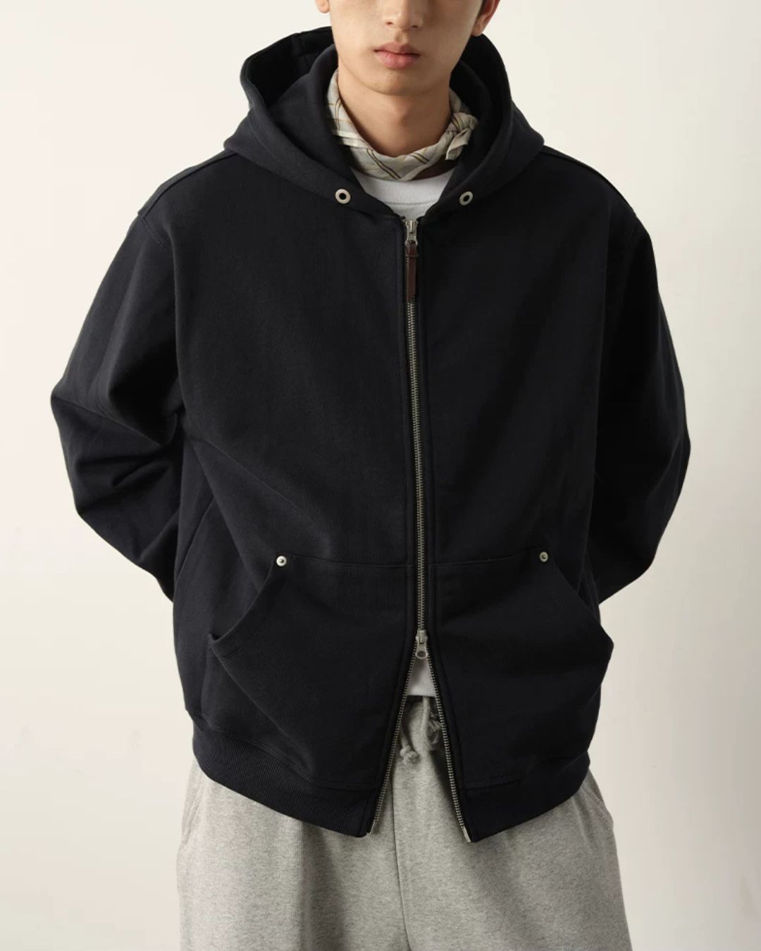 Double Zip Heavy Hoodie　HD087
